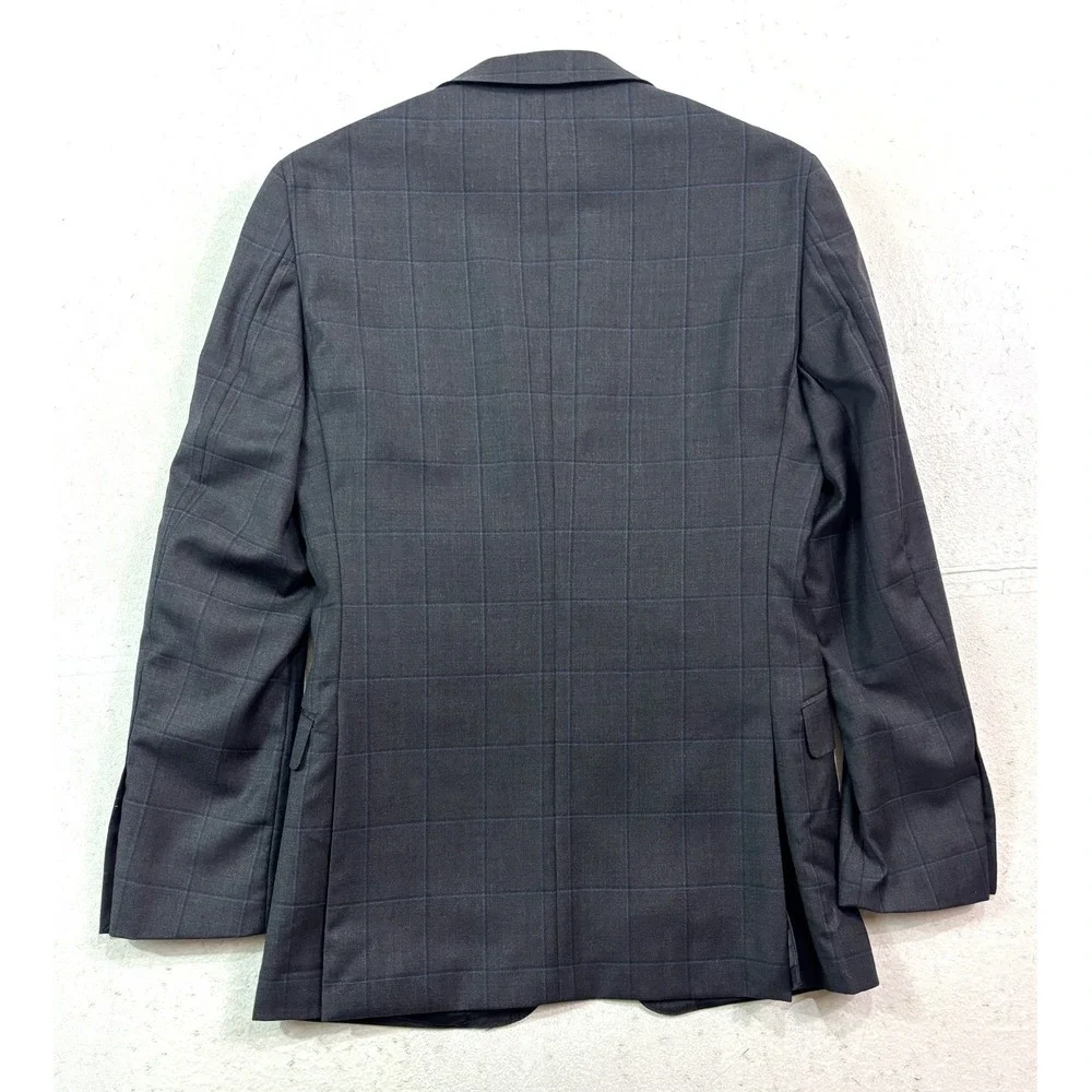 Joseph Abboud 36R 30x29 2pc Pant Suit Charcoal Navy Blue Windowpane Wool Joe‎